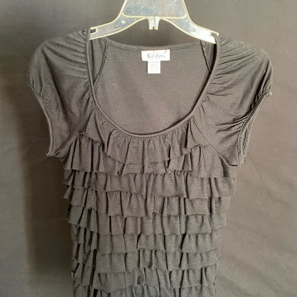 Self Esteem Elegant Black Ruffle Top